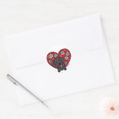 Zwarte Labrador Bloemen Hart Classic Ronde Sticker (Envelop)