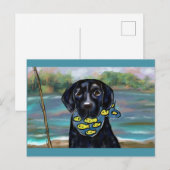 Zwarte Labrador Briefkaart (Voorkant / Achterkant)