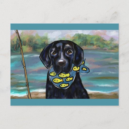 Zwarte Labrador Briefkaart (Voorkant)
