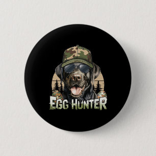 Zwarte Labrador Camo Pet Egg Hunter  Pasen Ronde Button 5,7 Cm
