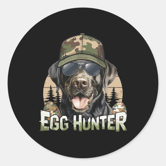 Zwarte Labrador Camo Pet Egg Hunter  Pasen Ronde Sticker (Voorkant)
