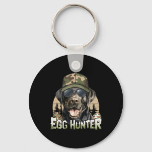 Zwarte Labrador Camo Pet Egg Hunter  Pasen Sleutelhanger
