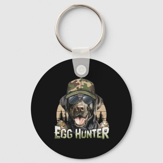 Zwarte Labrador Camo Pet Egg Hunter  Pasen Sleutelhanger (Voorkant)