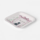 Zwarte Labrador Coquette Roze  Crest Papieren Bordje (Gebogen)