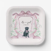 Zwarte Labrador Coquette Roze  Crest Papieren Bordje (Voorkant)