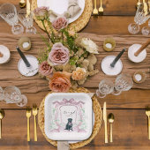 Zwarte Labrador Coquette Roze  Crest Papieren Bordje