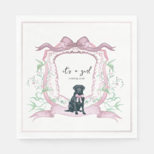 Zwarte Labrador Coquette Roze  Crest Servet
