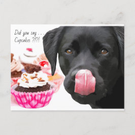 Zwarte Labrador Cupcake - Hond Verjaardag - Black Briefkaart