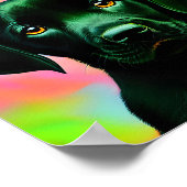 Zwarte labrador die voor een kleurrijk zit poster (Hoek)