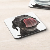 Zwarte labrador die zijn neus slaat bier onderzetter (Linkerzijde)