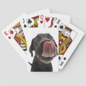 Zwarte labrador die zijn neus slaat pokerkaarten (Achterkant)