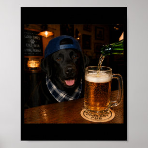 Zwarte Labrador Drinkende Bier Grappige Hond Meme Poster
