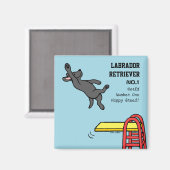 Zwarte labrador duiken magneet (Voorkant / Achterkant)