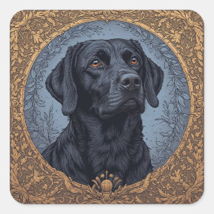 Zwarte Labrador Elegant Stijl Portret Vierkante Sticker