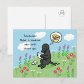 Zwarte labrador en brief die iemand kan schelen briefkaart (Voorkant / Achterkant)