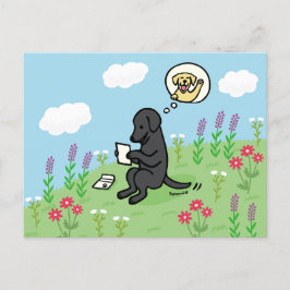 Zwarte labrador en brief van een vriend briefkaart