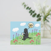 Zwarte labrador en brief van een vriend briefkaart (Staand voorkant)