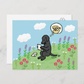 Zwarte labrador en brief van een vriend briefkaart (Voorkant / Achterkant)