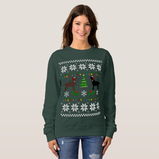 Zwarte Labrador en Chocolade Labrador Kerstmis Trui (Voorkant volledig)