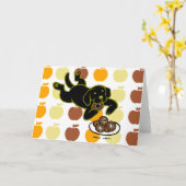 Zwarte labrador en donuts! kaart (Gele Bloem)