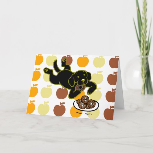 Zwarte labrador en donuts! kaart (Voorkant)