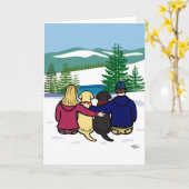 Zwarte labrador en gele labrador en ouders kaart (Gele Bloem)