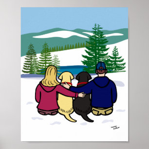 Zwarte labrador en gele labrador en ouders poster