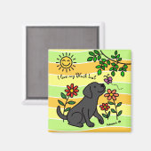 Zwarte labrador en groene citruskleuren magneet (Voorkant / Achterkant)