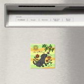 Zwarte labrador en groene citruskleuren magneet (Insitu (Vaatwasser))