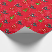 Zwarte labrador en kerstkerstCartoon Cadeaupapier (Hoek)