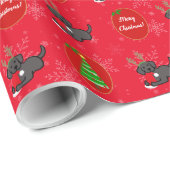 Zwarte labrador en kerstkerstCartoon Cadeaupapier (Rol Hoek)