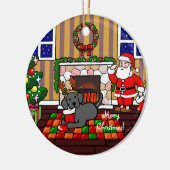 Zwarte labrador en kerstkerstCartoon Keramisch Ornament (Links)