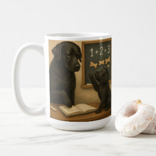 Zwarte Labrador en Puppy op School Koffiemok