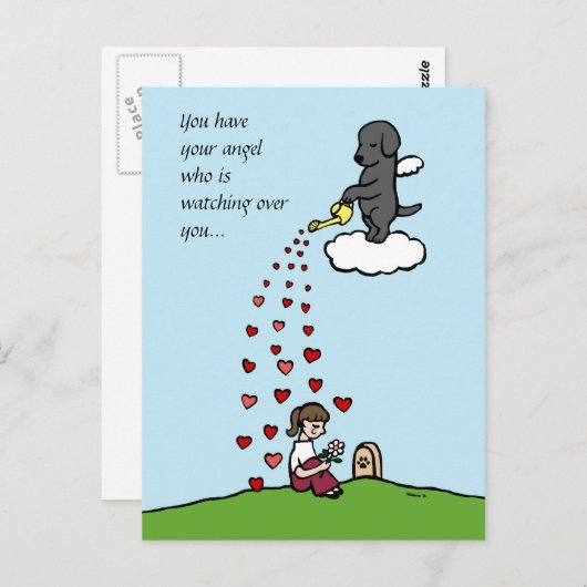 Zwarte Labrador Engel met Liefde Briefkaart (Voorkant / Achterkant)