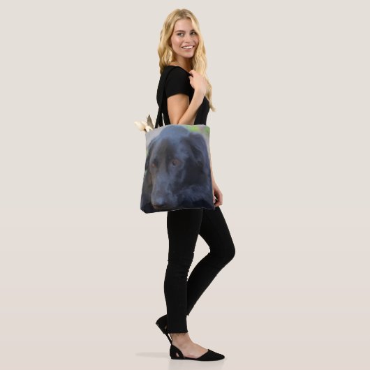 Zwarte Labrador Expressieve Ogen Hond Art Tote Bag (Op model)