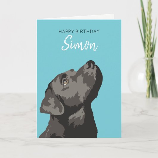 Zwarte Labrador gepersonaliseerde Happy Birthday K Kaart (Voorkant)