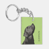 Zwarte Labrador gepersonaliseerde sleutelringketen Sleutelhanger (Voorkant Links)