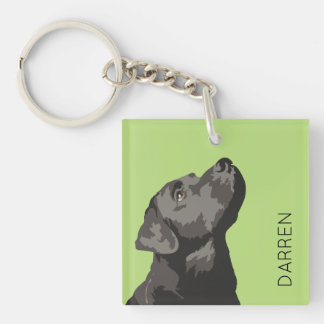 Zwarte Labrador gepersonaliseerde sleutelringketen Sleutelhanger