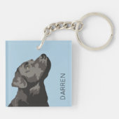 Zwarte Labrador gepersonaliseerde sleutelringketen Sleutelhanger (Achterkant)