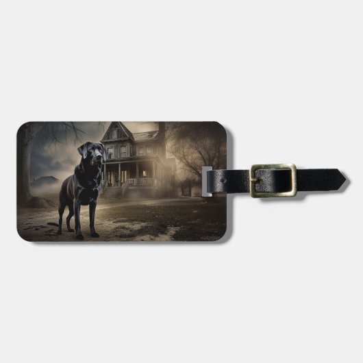 Zwarte Labrador Halloween Griezelen Bagagelabel (Voorkant horizontaal)