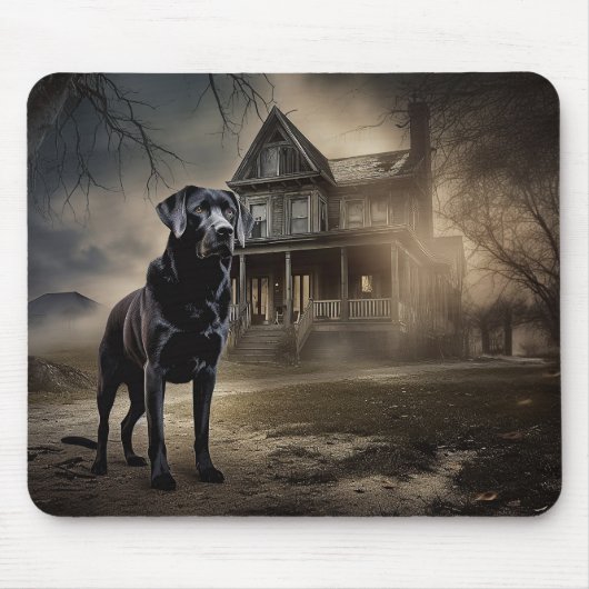 Zwarte Labrador Halloween Griezelen Muismat (Voorkant)