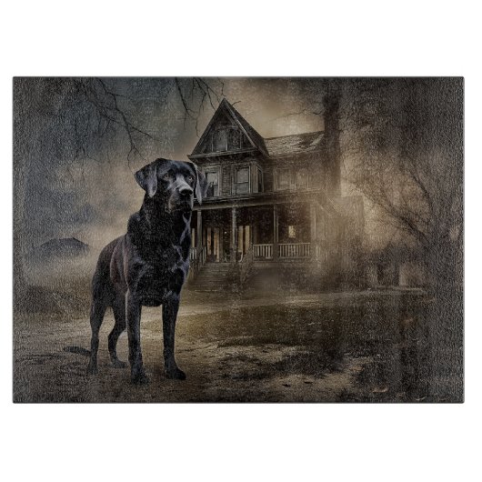 Zwarte Labrador Halloween Griezelen Snijplank (Voorkant)