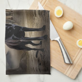 Zwarte Labrador Halloween Griezelen Theedoek (Quarter Fold)