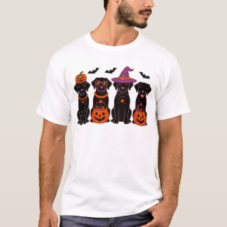 Zwarte Labrador Halloween Pompoenen Vleermuizen En T-shirt