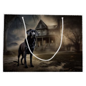 Zwarte Labrador Halloween Verschrikkelijk Groot Cadeauzakje (Achterkant)