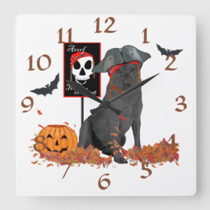 Zwarte Labrador Halloween Vierkante Klok