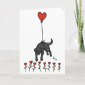 Zwarte Labrador hartballon dank u Feestdagen Kaart (Voorkant)