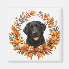 Zwarte Labrador Herfstkrans Magneet