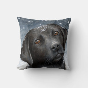 Zwarte Labrador Hond 100 blauwe winter Kussen