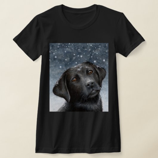 Zwarte Labrador Hond 100 wintersneeuw T-shirt (Laagn)